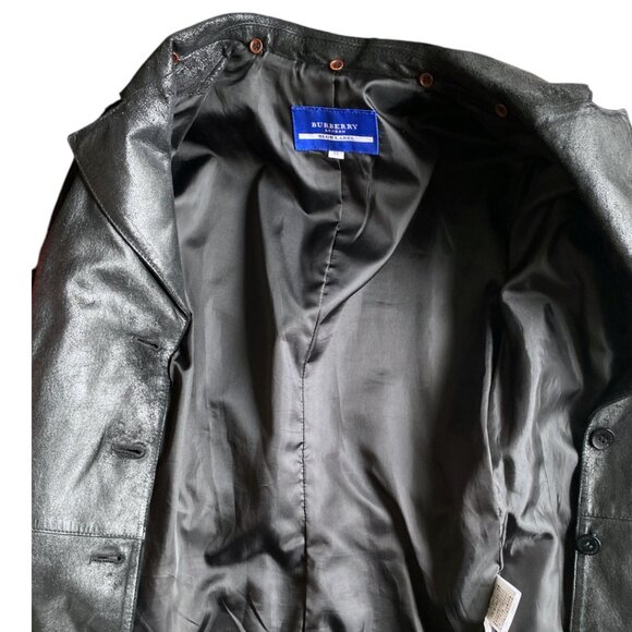 Burberry Leather Belted Jacket Black Leather BURBERRY London Coat Size S - 38 - Picture 16 of 16